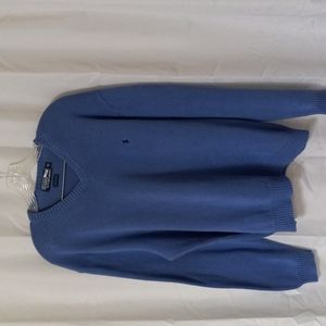 Men's Classic Blue Polo by Ralph Lauren Sweater 100% Cotton Knit V-Neck Logo XL